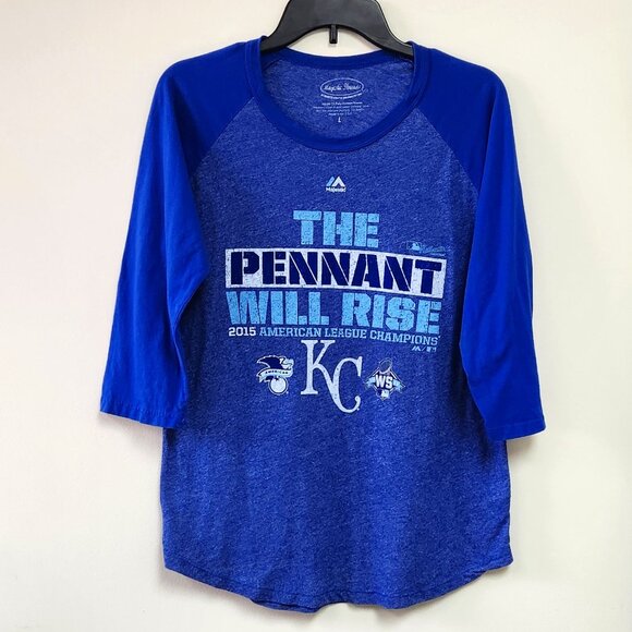 Majestic Tops - Women's 2015 Large Kansas City Royals Raglan Tshirt